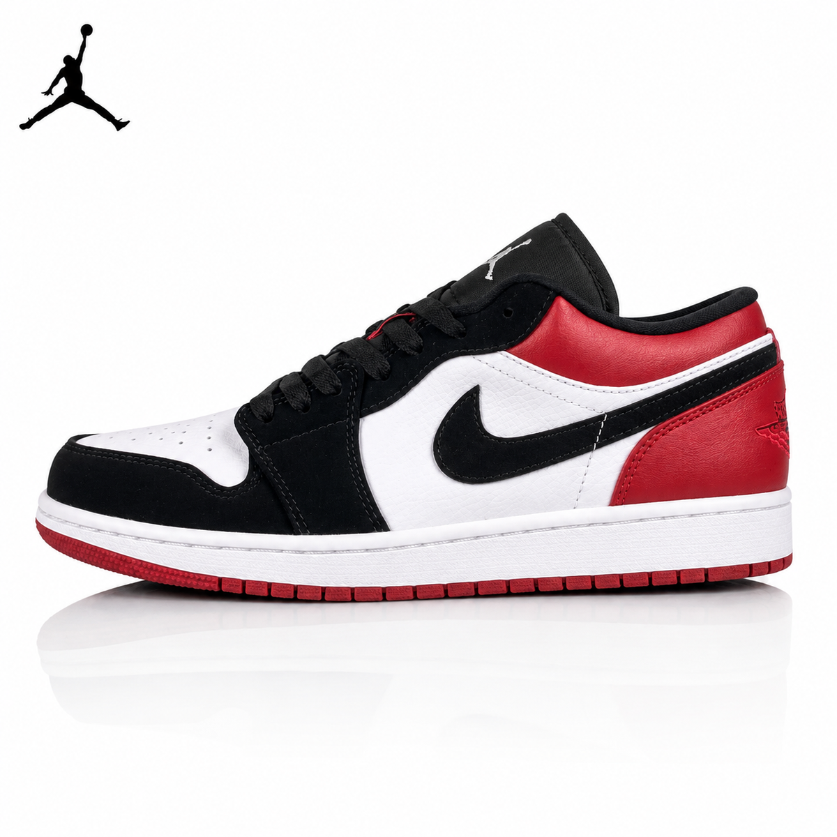 Air Jordan 1 Low Black and Red Toe 553558-116 Unisex Sneakers