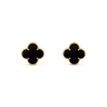 Van Cleef & Arpels CLOVER MEDIUM ONYX PINK GODL EARRINGS