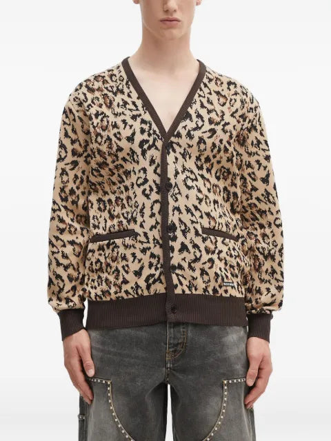 WACKO MARIA leopard-print buttoned cardigan