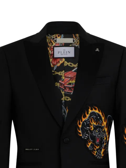 Philipp Plein patch-detail peak-lapel blazer
