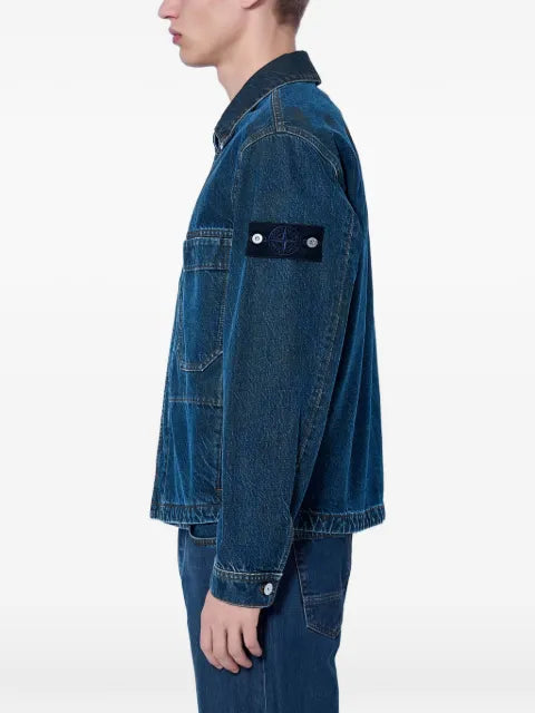 Stone Island button-up patch-pocket denim jacket
