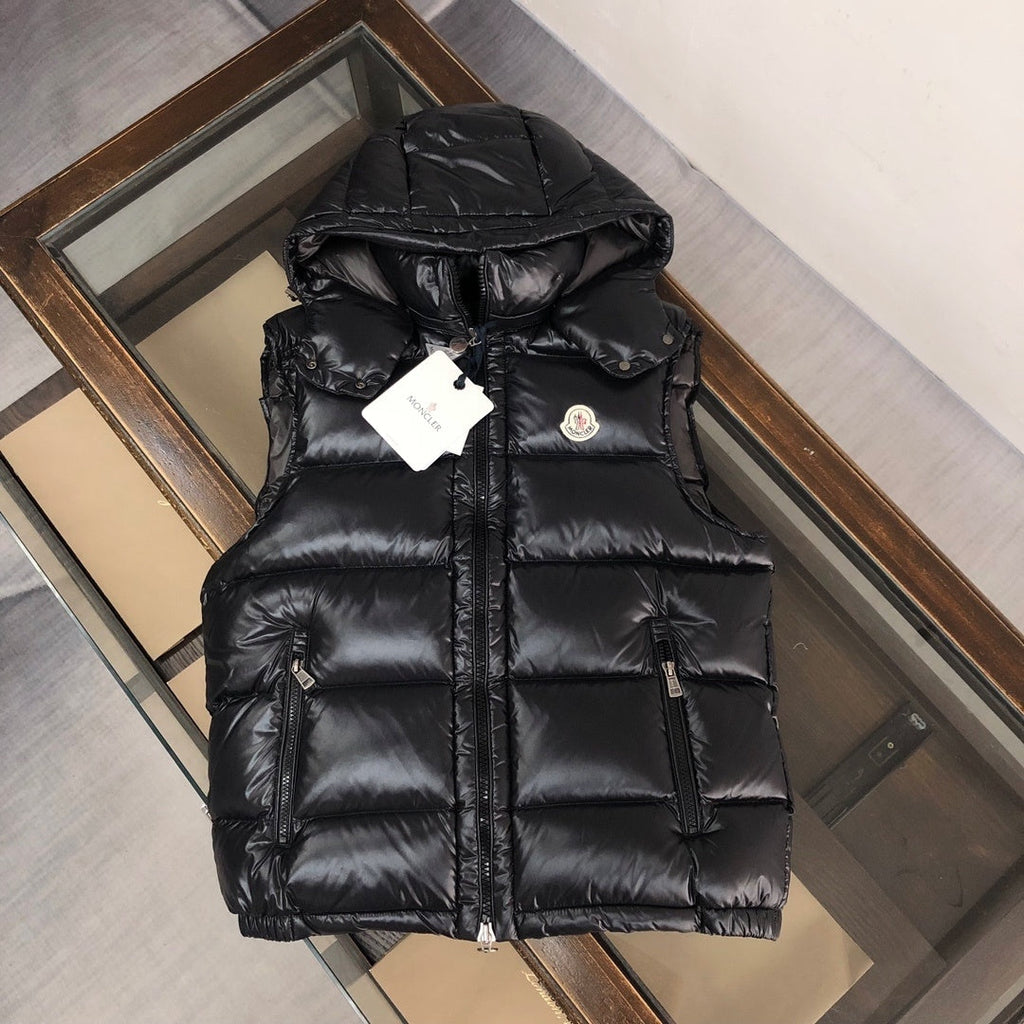 Moncler Black Maya Hooded Quilted Down Vest