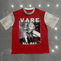 VARE ALL DAY Red Color Block Graphic T-Shirt