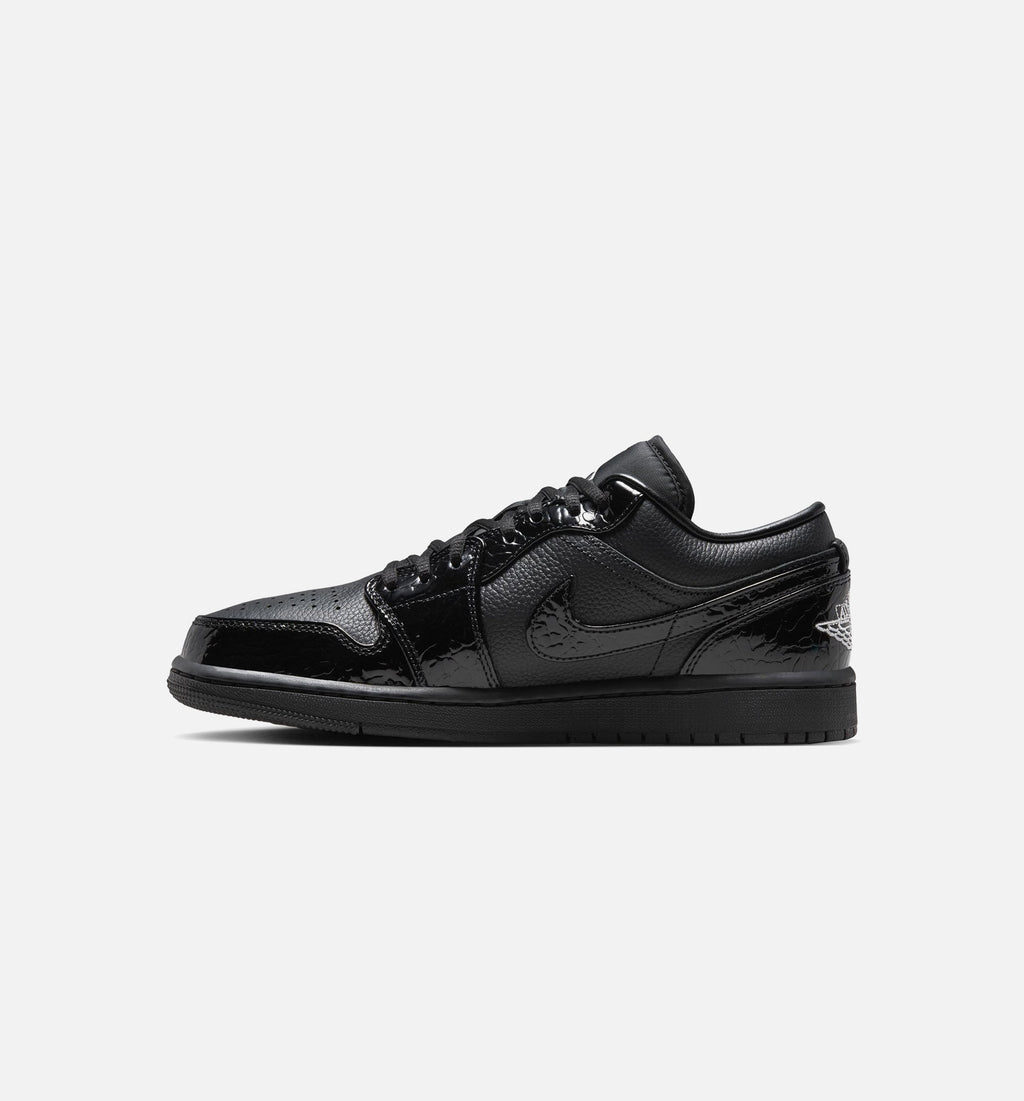 Air Jordan 1 Low Patent Elephant Women's Lifestyle Shoes – Black/White/Metallic Silver