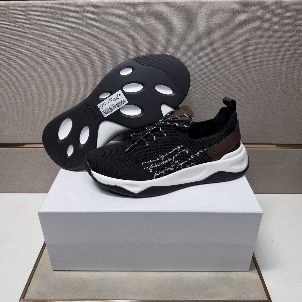 Berluti Black Mesh Lace-Up Sneakers