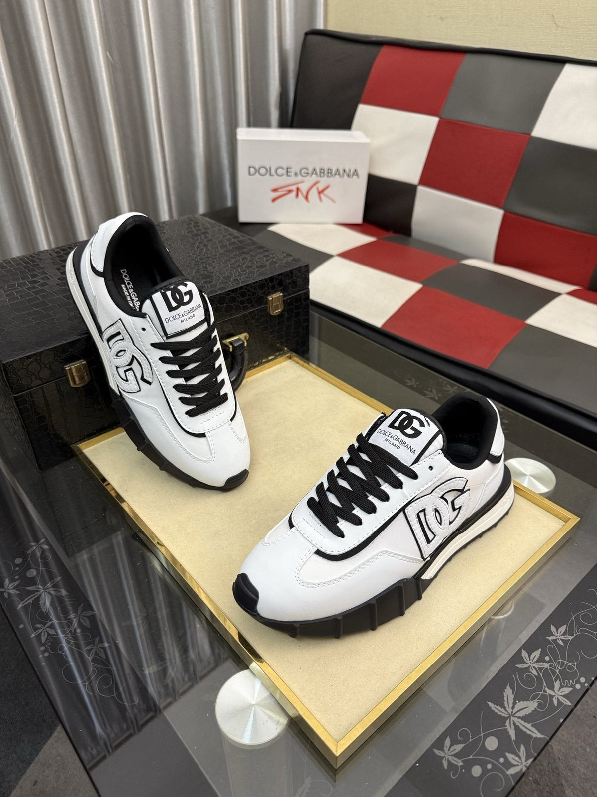 Dolce & Gabbana White and Black Segmented-Sole Sneakers