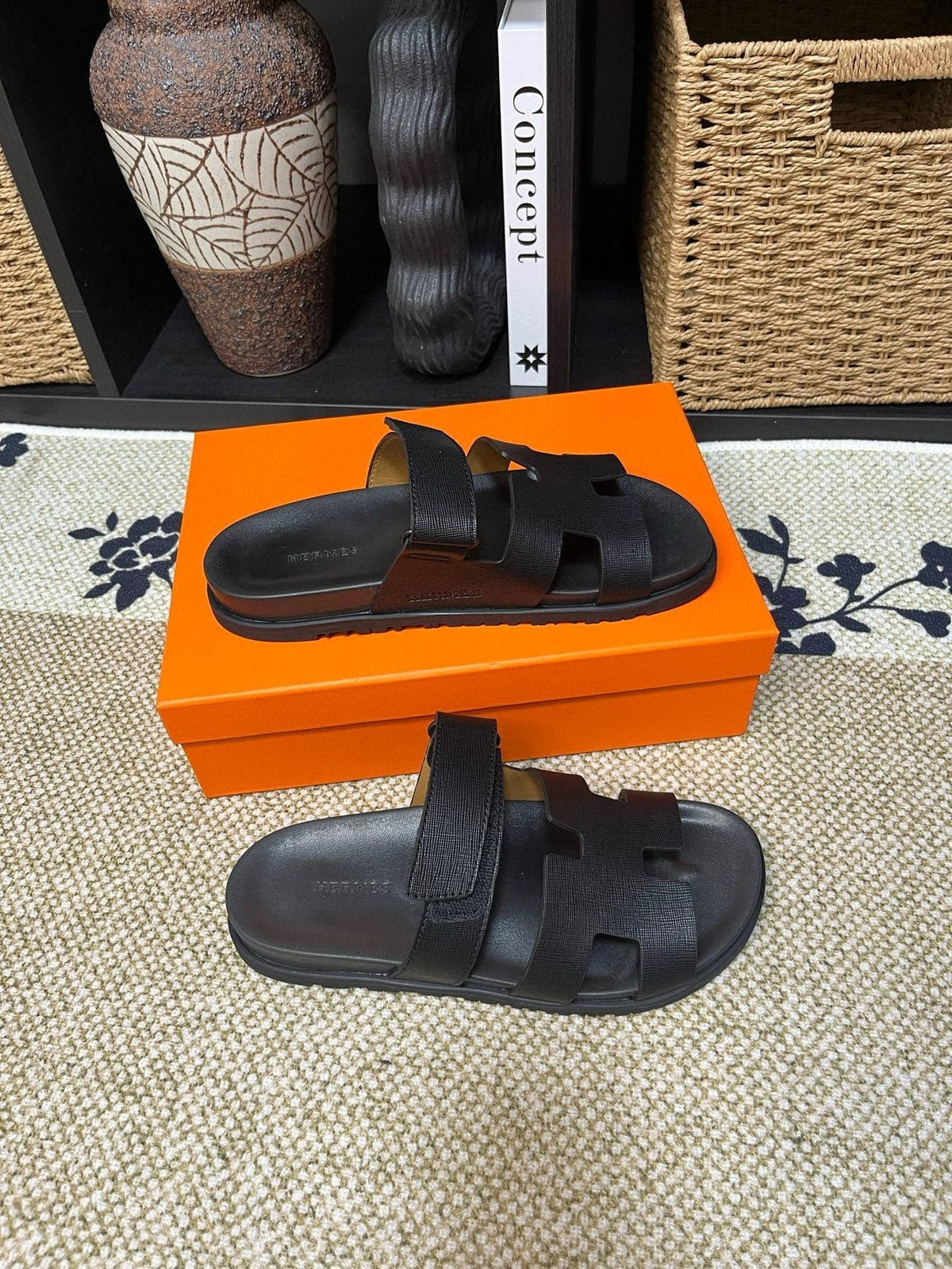 Hermes Men's Kazimir Cutout Slide Sandals