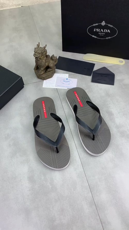 Prada Gray and Black Flip-Flops