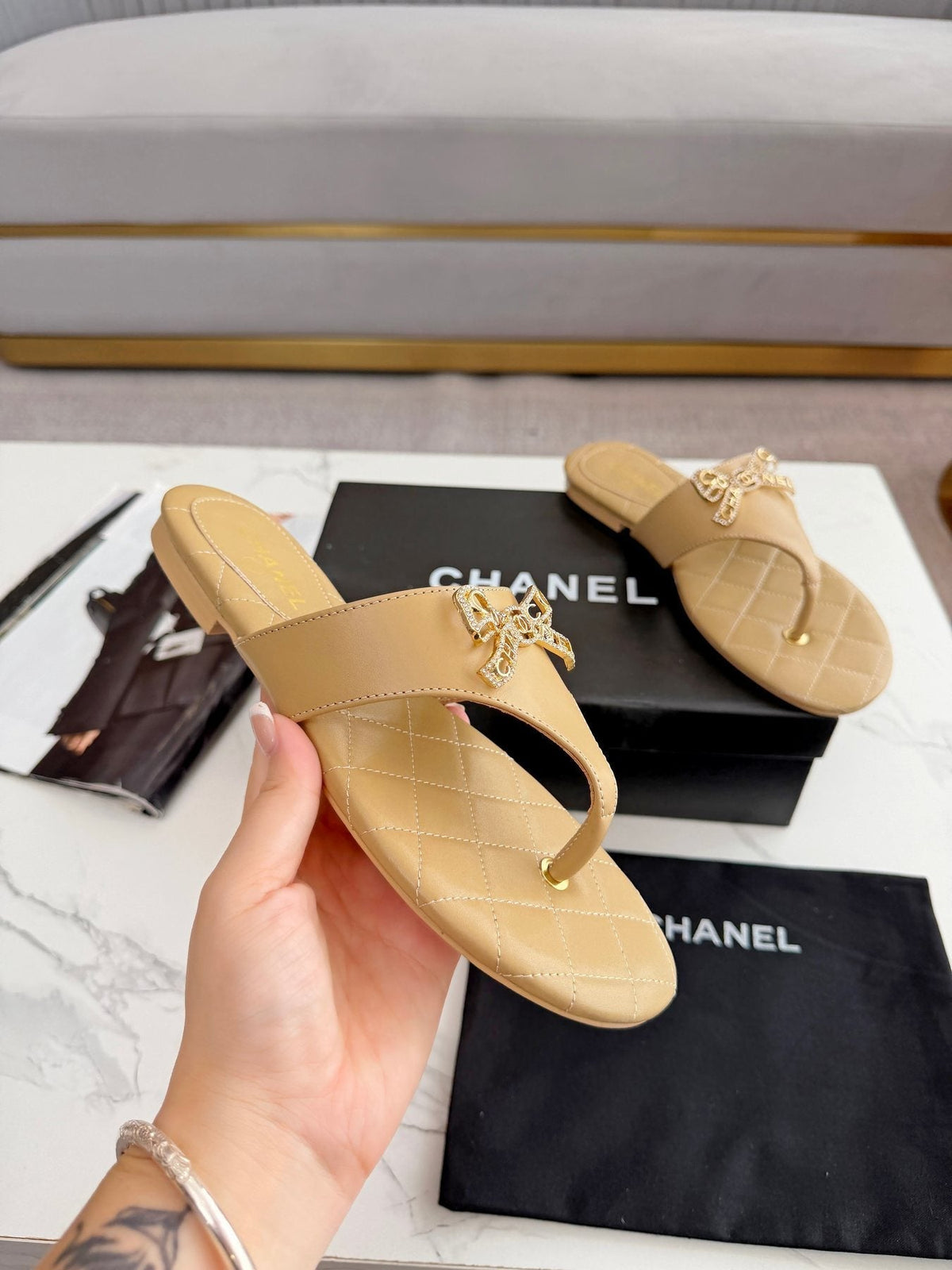 Quilted Bow Sandals