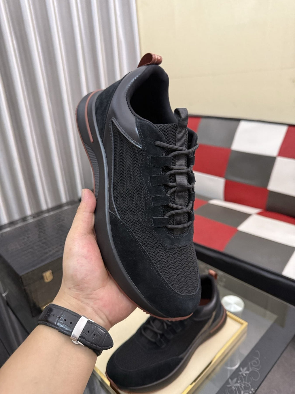 Color-Blocked Low-Top Lace-Up Sneakers
