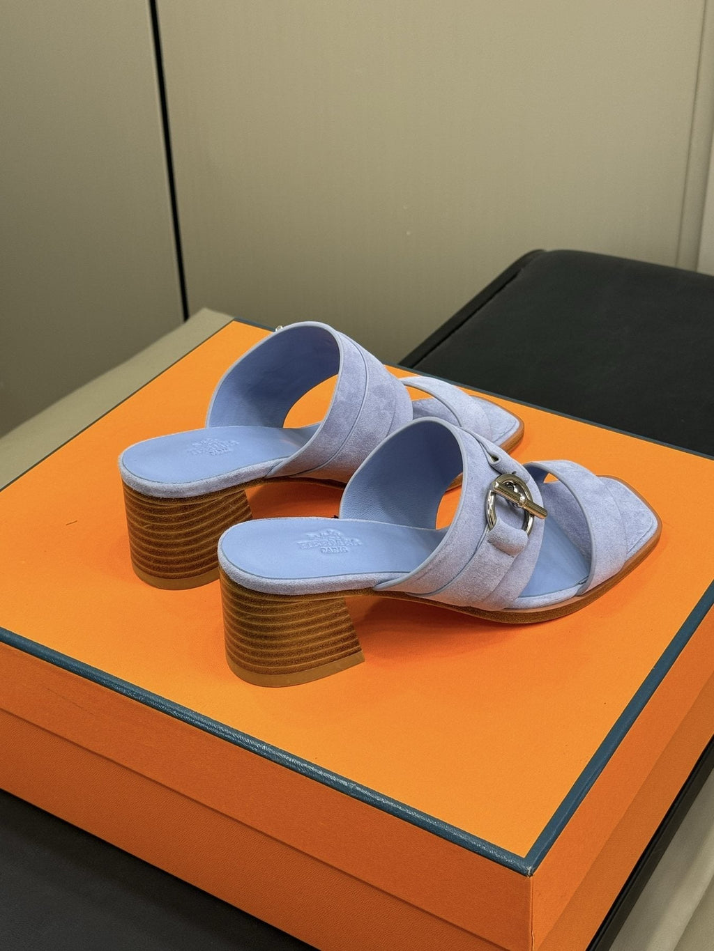 Hermès Women's Kute Buckle Block-Heel Slide Sandals